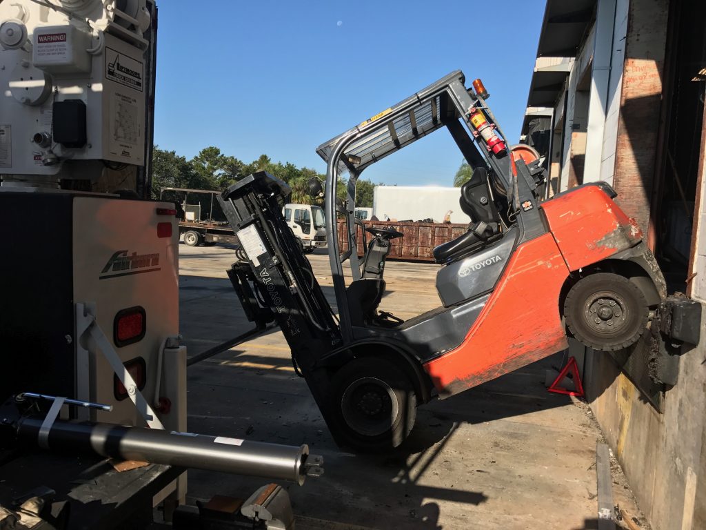 Fork Lift Coming Off Dock
